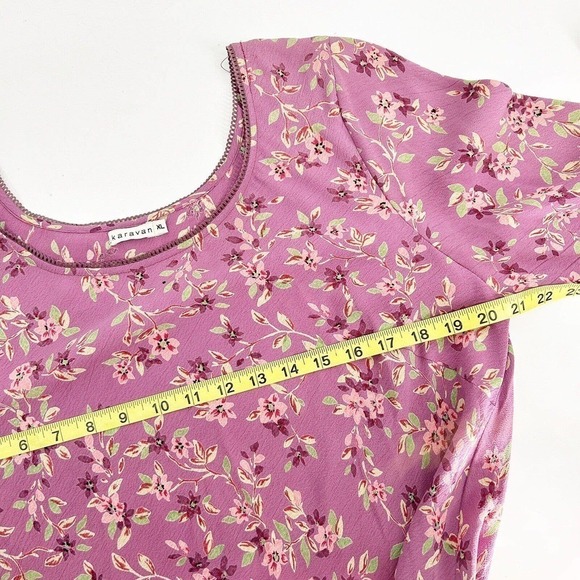 Vintage Karavan Purple Floral Bias Cut Maxi Dress Long Sleeve XL Ditsy Floral - Picture 9 of 9